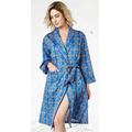 Navy Royal Foulard Women's Knee Length Cotton Robe